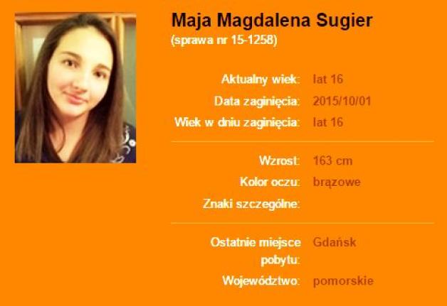[Zaginiona]: Maja Magdalena Sugier