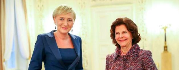 Królowa Sylwia z Pierwszą Damą w Belwederze